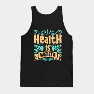 Health Leads To Wealth Mindset Lettering Tank Top